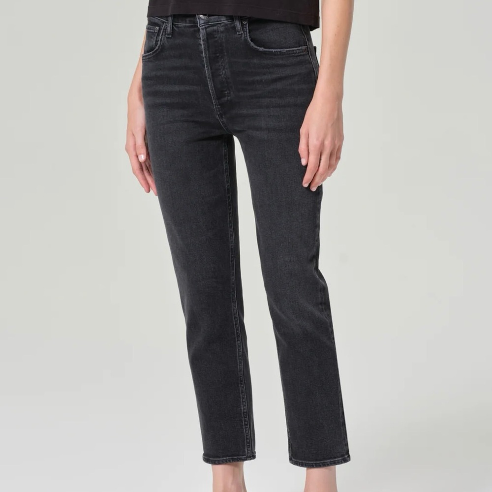 AGOLDE Riley High Rise Straight Crop Jeans in Panoramic Wash Stretch 31